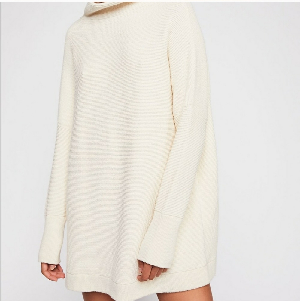 Free People Ottoman Slouchy Tunic Ecru XL sweater - Picture 5 of 9